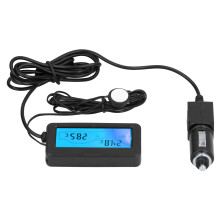 Real-Time Temperature Detection For 12V Vehicles, Temperature And Voltage Monitor, Dual Lcd Display Car Thermometer, Plugs Into Car'S Cigarette Lighte