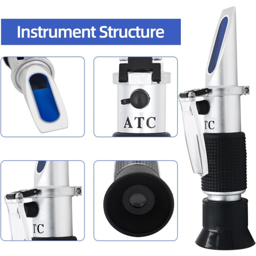 Brix Refractometer, ATC Sugar Meter for Moonshine, Brewing, Wine, Fruit, Honey 040% 025% 2