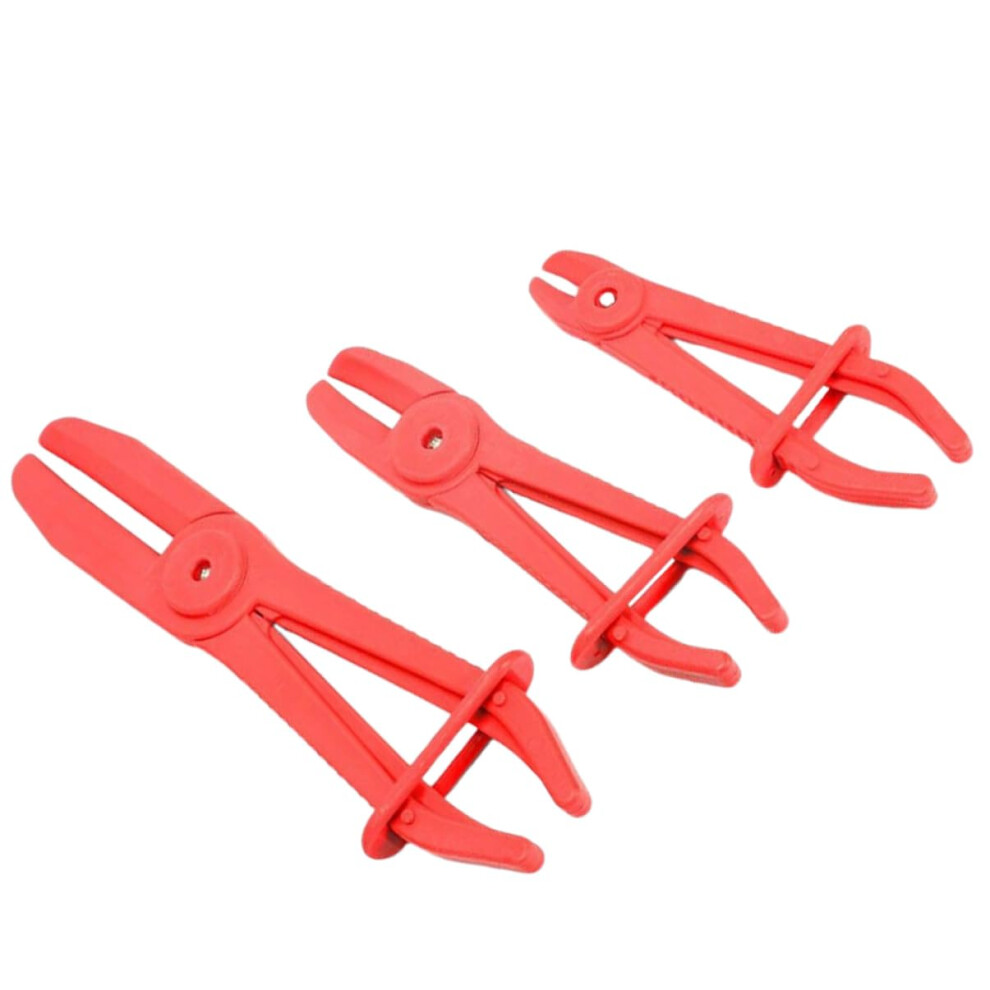 3Piece Split Car Plastic Hose Clamp Pliers Lightweight Nonconductive For Brake Lines Fuel Systems For Precise Clamping Red 9426802081787