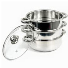 Multifunctional Soup Pot, Sauce Pot, 3Layer Stainless Steel with Steamer Basket