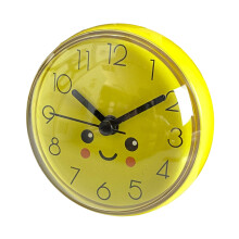 Petite horloge à ventouse, boîtier en-petit visage jaune