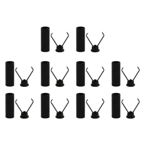Bouchons de corde élastiques en métal, 10 pièces, pinces-Noir