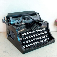 Classic manual typewriter model in vintage style, decoration for desk, film prop.