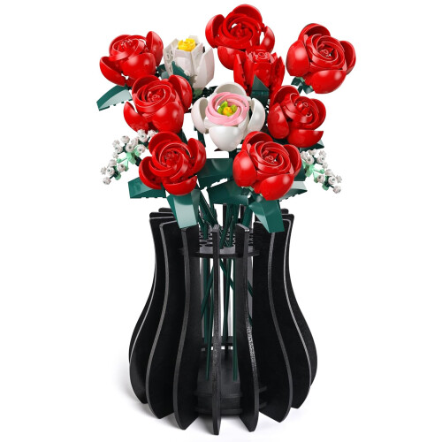 Wooden Interlocking Flower Vase (Black)