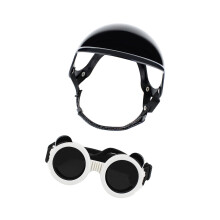 Fashion Pet Ridings Helmet Shockproof Goggles-black white