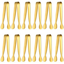 Ice Tongs Set, 12 Pieces, Stainless Steel, for Wedding, Party, Bar, Buffet (Gold)