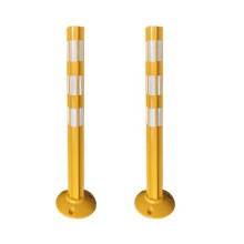 Bollard Covers Traffic Safety Cones Removable 2 Pack Yellow with Reflective Tape for Driveway Barrier Parking Posts