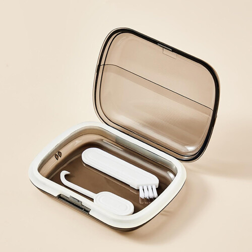 Dental retainer case, slim, odorless, alignment tray – portable denture case with braces removal tool 1