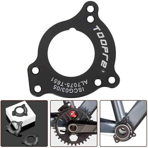 For ISCG chain guide conversion mount for bottom bracket, heattreated aluminum alloy, black 1