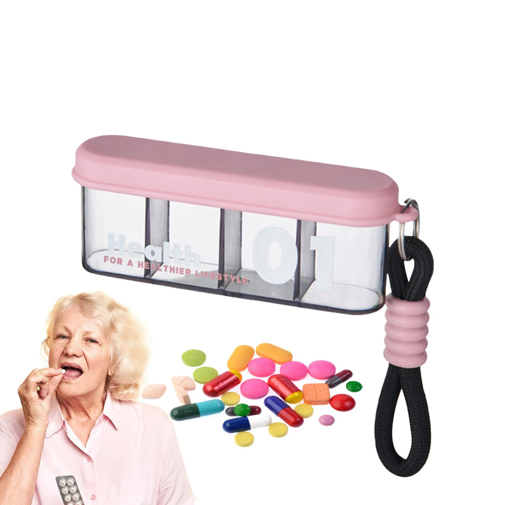 Pink Medication Box Tablet Organizer, Pill Cases Organizers Multicompartment Medication Box For Daily Use, Work, Travel, Camping,