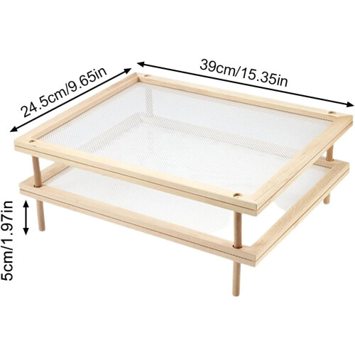 24.5 X 39 cm Noodle Drying Rack Pasta Drying Stand Stackable Wooden Double Layer 2