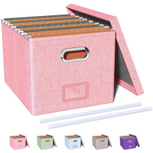 Documentenorganizer met metalen handgrepen, decoratieve linnen opvouwbare opbergorganizer voor documenten van A4-formaat, transparante schuifstangen