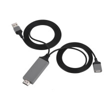 Cuibheoir Lightning go HDMI le haghaidh iPhone iPad iPod, Cuibheoir AV Digiteach Deimhnithe MFi le Taifeach Iomlán HD1080P, Tiontú Scáthánú