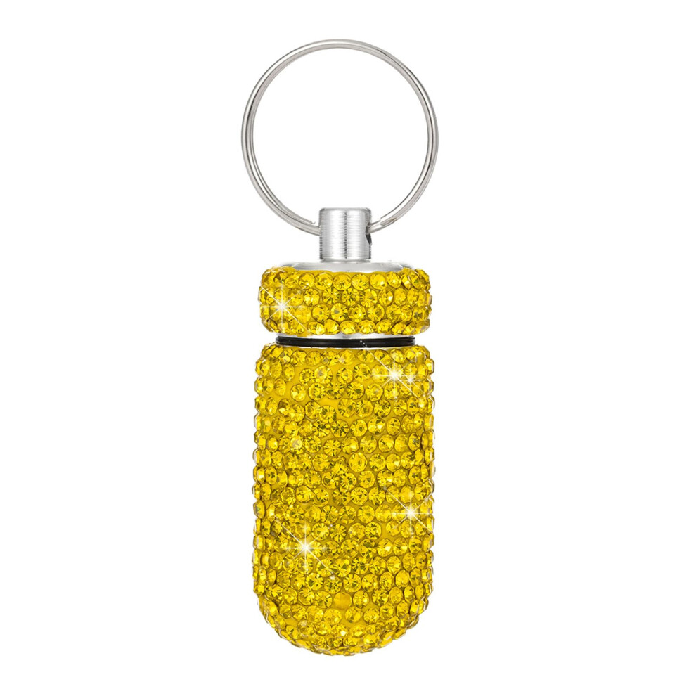 Yellow Bubbling Small Pill Holder Aluminum Alloy Box Practical Pill Container For Outdoor Travel And Daily Convenience Lemon