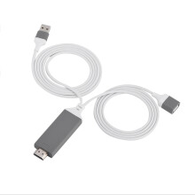 Cuibheoir Lightning go HDMI le haghaidh iPhone iPad iPod, Cuibheoir AV Digiteach Deimhnithe MFi le Taifeach Iomlán HD1080P, Tiontú Scáthánú