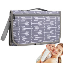Foldable Changing Mat Waterproof Bed Protector, Travel Mat for Pushchair Grey stripes