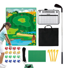 Golf Chipping Game Sticky Golf Set with Club for Kids, Interactive Training Set with Putter and Green Mat for Indoors