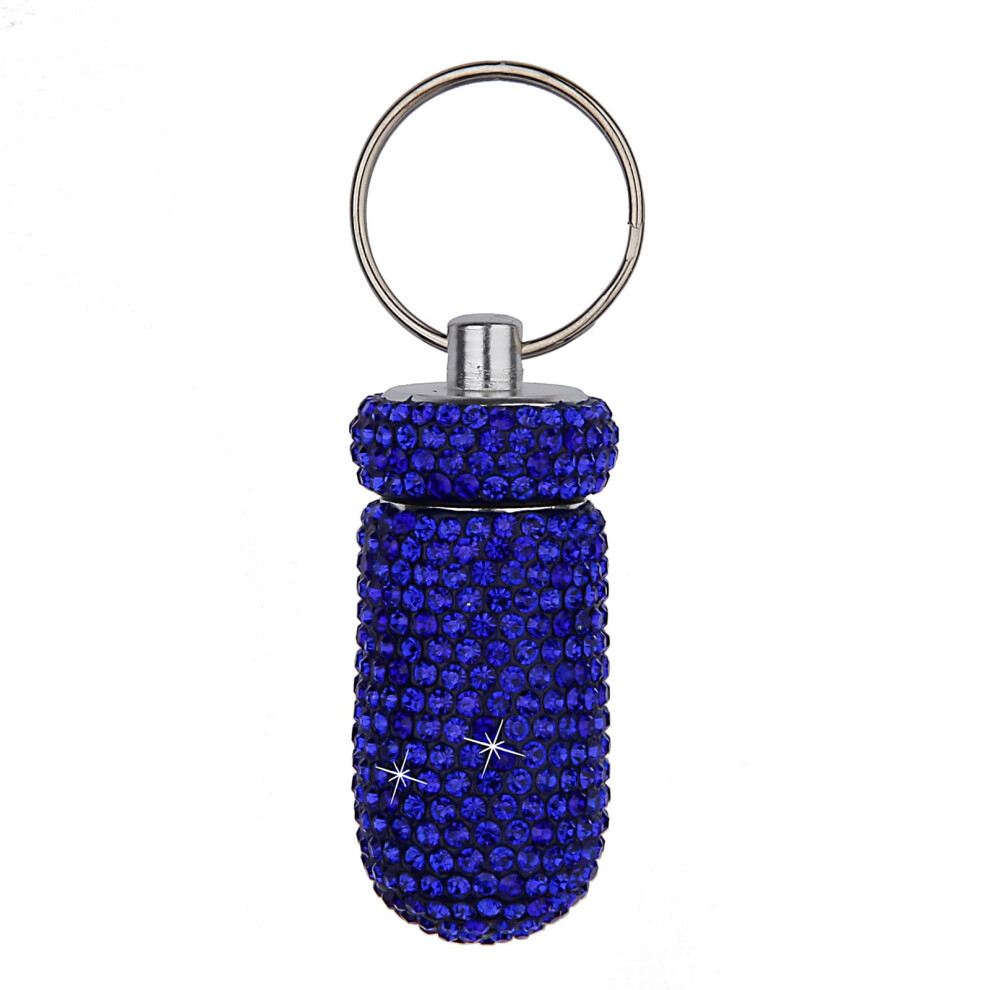 Compact Pill Case with Rhinestones Aluminum Keychain Pill Holder for Travel and Daily Use