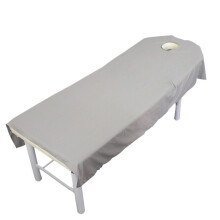 Spa Massage Bed Sheet 80x190cm Solid Beauty Salon Bed Sheet SPA Massage Soft Bedding Plain Table Cover with Hole (Gray)