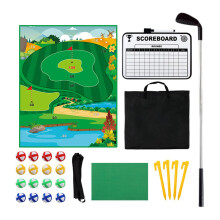Battle Golf Chipping Game Kids Sticky Golf Chipping Set, Interactive Sticky Practice Mat with Club Training Aids for Beginners Adults Birthday Gifts