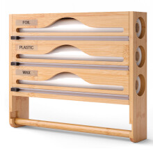 Frischhaltefolienspender mit Papierhandtuchhalter, Wandmontierter Aluminiumfolienspender für die Küchenaufbewahrung, Organizer für Folie und
