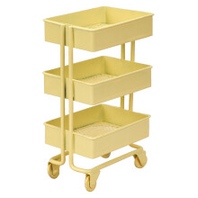 Carrello portaoggetti con ruote e carrello in metallo, organizer multifunzionale a tre livelli con fondo a cestello perforato, robusto e