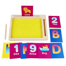 Wooden Sandpit Sand Tray with Wooden Pen for Writing Letters and Numbers