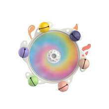 Parakeets Chewing Disc Rotate Flying Saucers Interactively-1