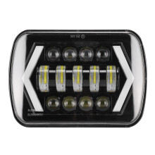 Fari quadrati con indicatori di direzione a freccia ambra, fari a LED, lente in policarbonato trasparente ad alta luminosità, linea di taglio