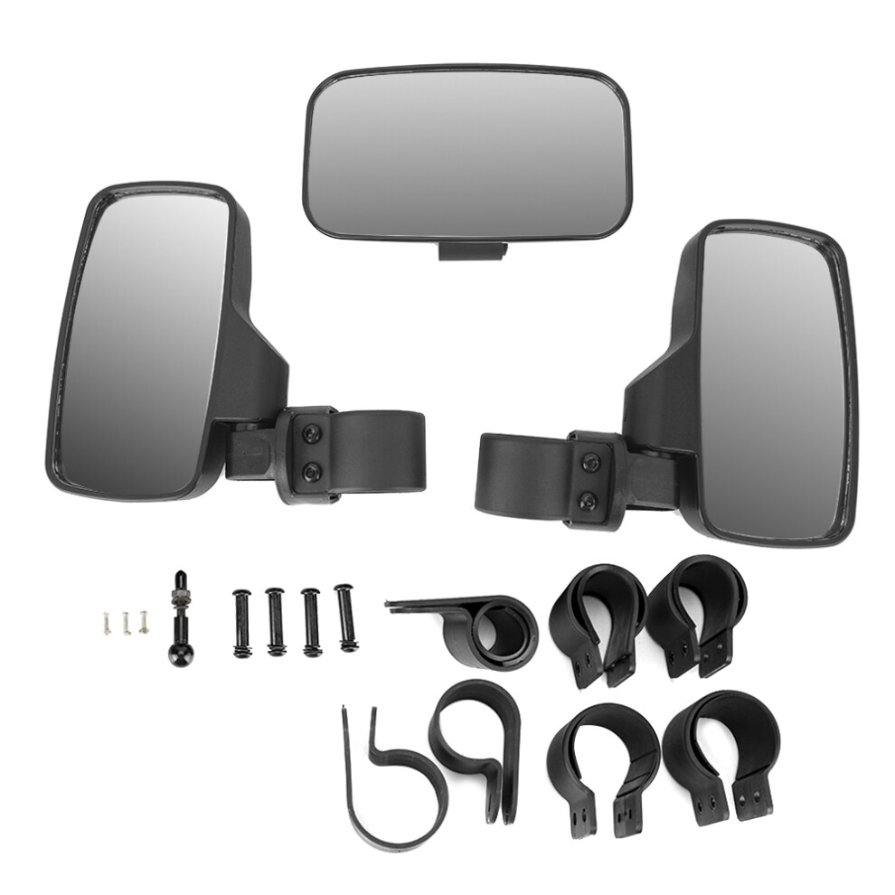 Universal Offroad Utv Mirrors, Adjustable Ball Socket Joint Shatter-Proof Tempered Glass 4 1.6" - 2" Roll Cage, Convex Mirror W/ Image Stabilization 9139052932821