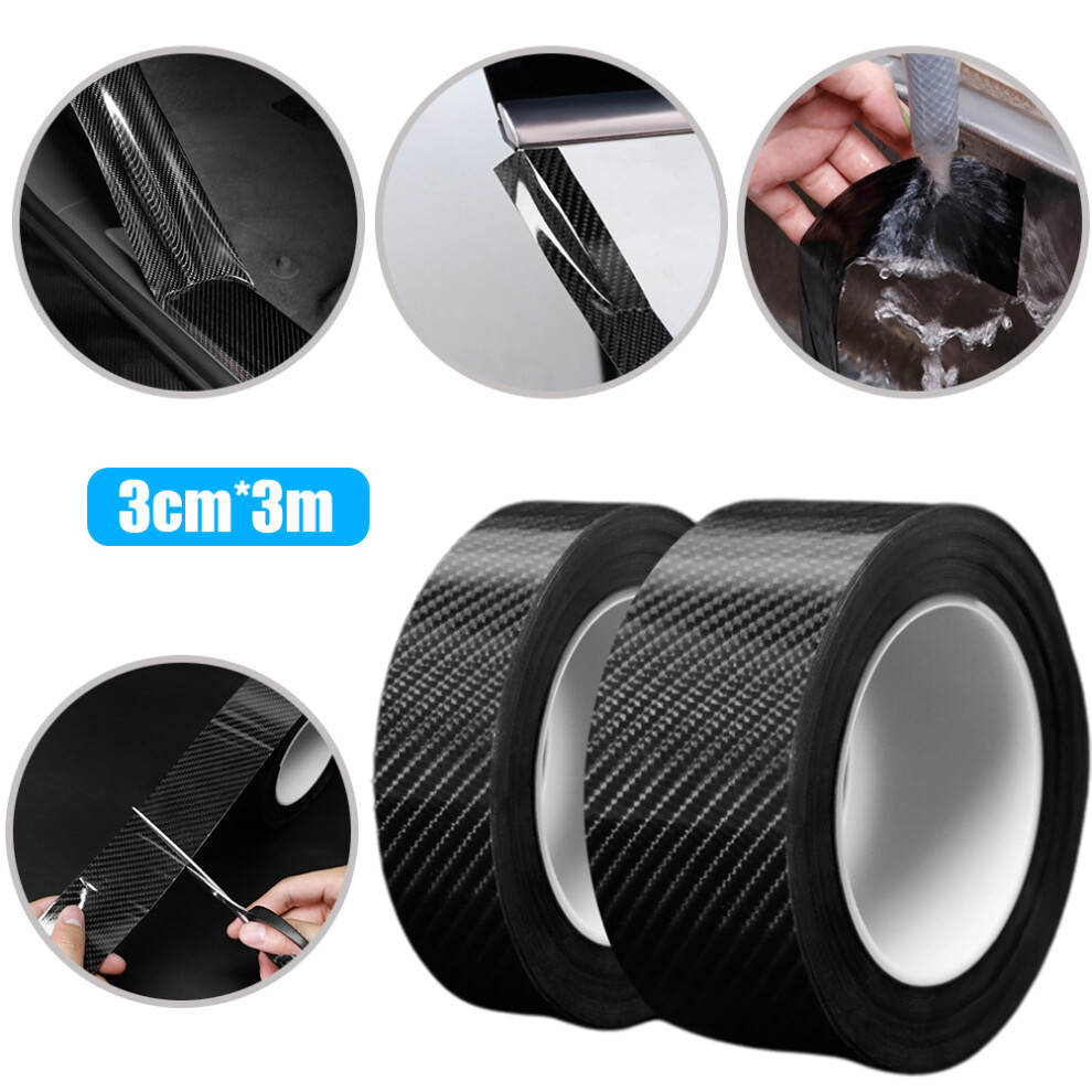 Carbon Fiber Vinyl Wrap Film Door Sill Protector, Threshold Bumper Paint Protection Strip Scuff Plate Anti Collision Scratch Cover Universal Fit 4 9139052934528