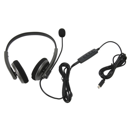 Fone de ouvido HD para comunicação de voz com arco retrátil e microfone giratório, compatível com Skype, Webinars e Call Center. 1
