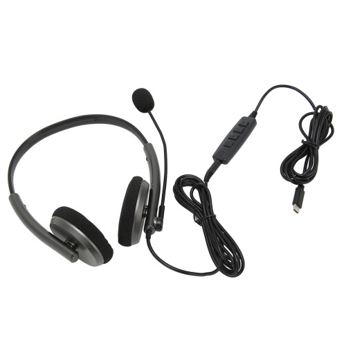 Fone de ouvido HD para comunicação de voz com arco retrátil e microfone giratório, compatível com Skype, Webinars e Call Center. 2