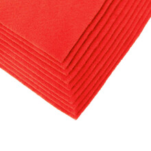 Pack of 10 Craft Felt Sheets DIN A4, 1.52 mm Thickness, Felt Board, 29 Colors, Color: Red