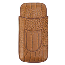 Crocodile Pattern Design Leather Cigar Case Includes Cigar Cutter 3 Finger Cigar Holder Lightweight Portable Cigar Humidor For Smoking Lovers