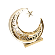 Chandelier en acier en forme de lune, support de bougie-or