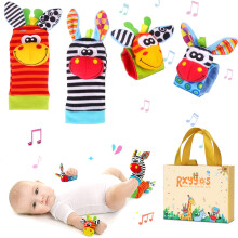 Baby Rattle Baby Rattle Socks Newborn Cute Animals Soft Toy Newborn 4 Pack