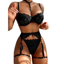 Sexy Lingerie Set Black XXL