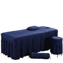 Massage table cover Beauty salon bed sheet 5PC set Short beauty bed skirt Day blanket with hole Body massage blanket (Navy Blue, Pillow case 30x50cm)