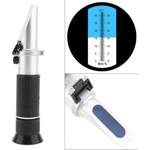 Digital Refractometer, Refractometer 032% for Food and Drinks Sugar Testing with ATC, Handheld Brix Meter (Range: 032%) 2