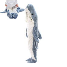 Adult Shark Blanket Super Soft and Cozy Flannel Wearable Hoodie Home Animal Tail Sleeping Bag for Boys Women Men Movie Night Shark Cosplay Size L