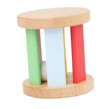 Montessori Wooden Toy Rattle with Bell for Baby Boys Girls