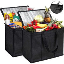 Sacola reutilizável de material reciclado, opção ecológica para compras de supermercado, tamanho GG com isolamento térmico, zíper térmico,