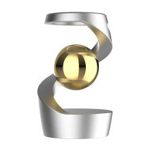 Gravitydefying kinetic desk toy, gyroscope hung on the desktop, kinetically rotating desk toy with a unique visual illusion Silver (Gold Beads).