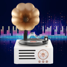Altavoz Bluetooth de estilo clásico con aspecto de fonógrafo de vinilo retro, compacto y portátil, refuerzo de graves, volumen alto, bonito regalo