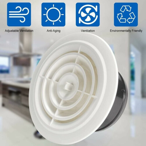 Runde Lüftungsabdeckung mit einstellbarem Luftstrom, einfache Installation, Abluftventilator für Bad und Büro, ideal für Wand- oder Deckenmontage 1