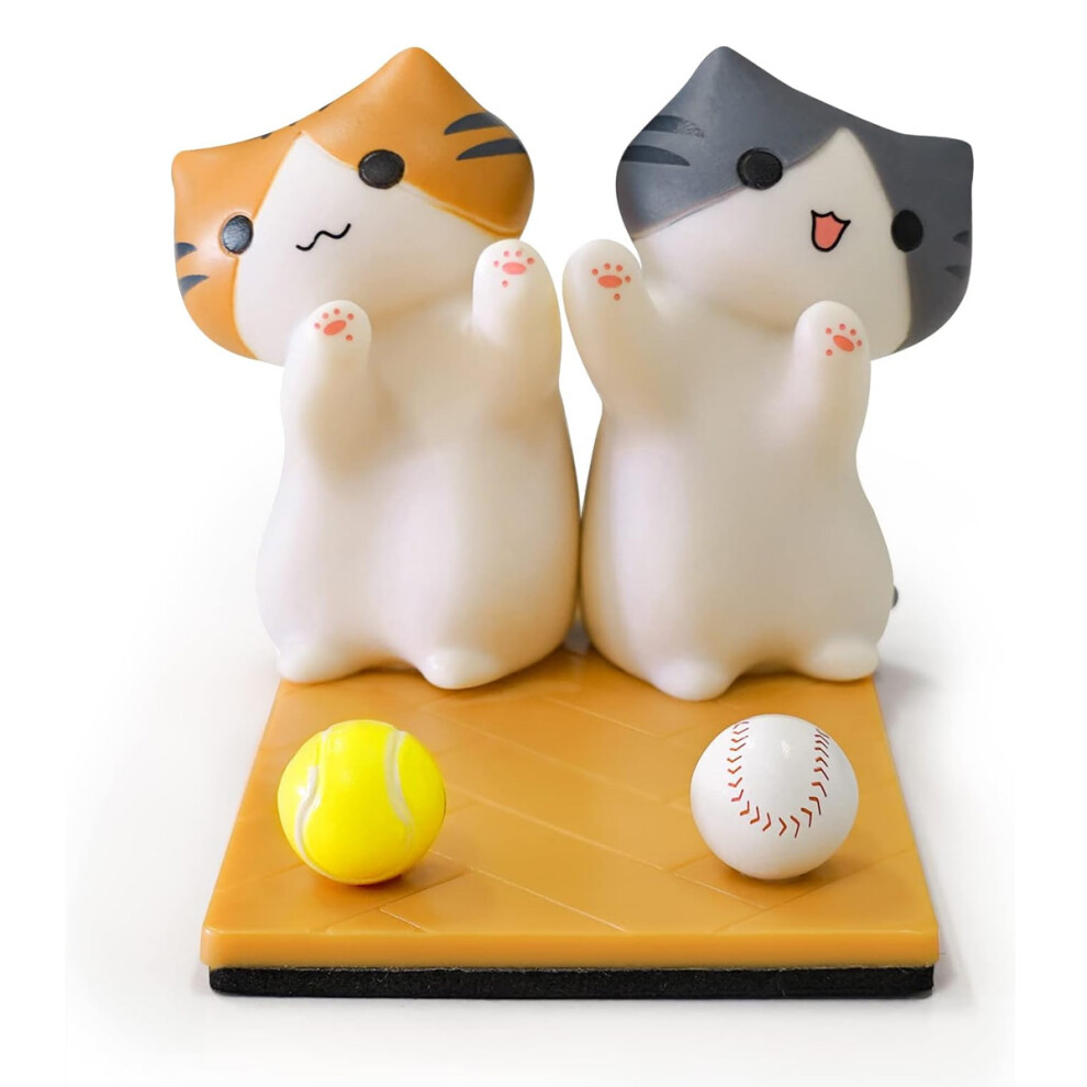 Cute Cat Phone Holder For Desk, Kawaii Kitty Desk Ornament With Unique Shape Design, Eco Friendly Pvc Material Sturdy Desktop Stand For Smartphones An 9486358085301