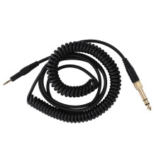 AUX-förlängningskabel för hörlurar, spiralformad hörlurskabel, guldpläterad adaptersladd, ersättningskabel, hållbar tråd, töjbar och