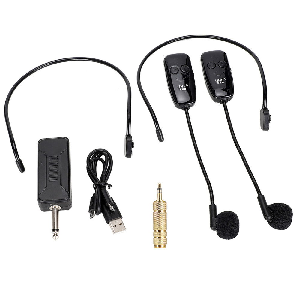 Dual Person Wireless Microphone System Auto Match Feature Stable Signal Transmission Compatible With Audio Amplifiers And Stage Speakers 9416038572999