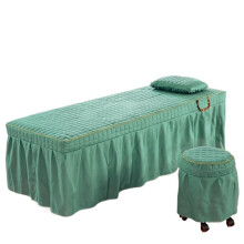 Massage table cover beauty salon bed sheet 5PC set short beauty bed skirt day blanket with hole body massage blanket (Light Green, 190cm x 70cm)